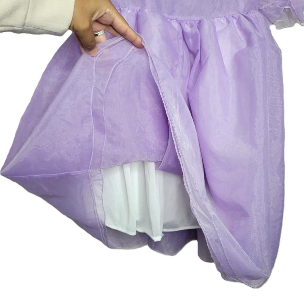 Girl's Purple Princess Dress size S Puff Sleeves Sheer - Picture 4 of 12